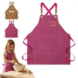 LaresDay Kinderschürze aus Oxford-Stoff, wasserdicht & verstellbar – Ideal zum Malen, Basteln und Gärtnern für Mädchen und Jungen (pink)