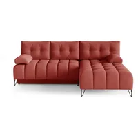 MOEBLO Ecksofa BRODY, Elegante Ecke Couch Schlafsofa Wohnlandschaft Loungesofa Bettzeugablage L-förmiges Wohnzimmergarnitur Sofagarnitu - (BxHxT): 245x94x176 cm, mit Schlaffunktion und Bettkasten rosa