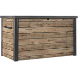 Keter Ontario Auflagenbox/Kissenbox 870 Liter | 100% Wasserdicht mit Belüftung dadurch kein übler Geruch/Schimmel Moderne Holzoptik | Deckel mit Gasdruckfedern