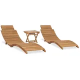 vidaXL 3-tlg. Garten-Lounge-Set Klappbar Massivholz Teak