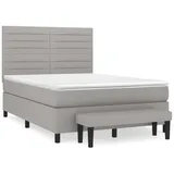 vidaXL Boxspringbett mit Matratze Hellgrau 140x200 cm Stoff