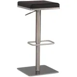 FineBuy Barhocker höhenverstellbar gepolstert quadratisch Edelstahl Schwarz
