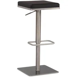 FineBuy Barhocker höhenverstellbar gepolstert quadratisch Edelstahl Schwarz