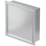 luxebath Wandnische Dusche Edelstahl Gebürstet Mit Befliesbarer Tür, 25,5x25,5x10 Cm, Silber, Eingebettete Duschnische Wasserdicht, Einbaunische Duschablage Randlos, Einzelregal, Badezimmer Lagerung