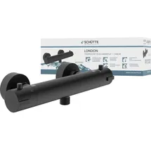Schütte London Thermostat Duscharmatur mit Verbrühschutz Schwarz Matt