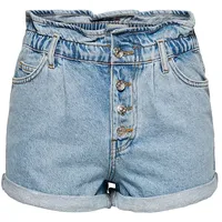 Only Cuba Paperbag Dot006 Kurze Jeans - Light Blue