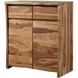 MASSIVMOEBEL24.DE Highboard Sheesham 100x48x111 natur lackiert / sandgestrahlt PURE SHEESHAM #201 - 2 Jahre Gewährleistung - mind. 14 Tage Rückgaberecht - Beige