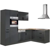 Kochstation Winkelküche »KS-Toronto«, Stellbreite 260x170 cm, mit E-Geräten grau