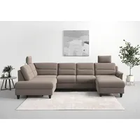 sit&more Wohnlandschaft SIT & MORE "Farö U-Form", grau (taupe), B:325cm H:90cm T:187cm, Sofas, Wohnlandschaft, inklusive Federkern, wahlweise mit Bettfunktion und Bettkasten