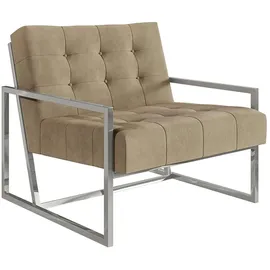 s-style möbel Loungesessel Tampa Samtstoff 84 x 81 x 89 cm Beige/Silber