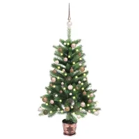 vidaXL Künstlicher Weihnachtsbaum mit LEDs & Kugeln Grün 90 cm