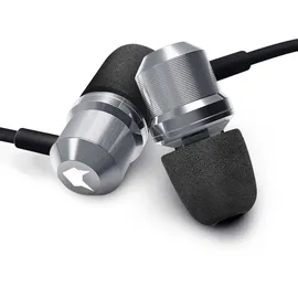 mobilefox In-Ear Kopfhörer Headset Magnet Sport Design Memory Foam Ohrhörer Mikrofon Grau