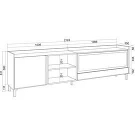SKRAUT HOME Lowboard 212x61 cm Beige Holzwerkstoff