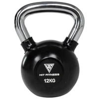 Hit Fitness Unisex-Adult Kettlebell with Chrome Handle | 12kg, Black & Chrome, 18 x 18 x 25 cm
