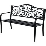 2-sitzer Gartenbank Parkbank Mit Ausziehbarem Tisch Sitzbank Bank 240kg Belastbar Terrassenbank Mit Rücken- & Armlehnen Gartenmöbel Für Terrasse, Garten Außenbereich 150x58,5x90 Cm Schwarz