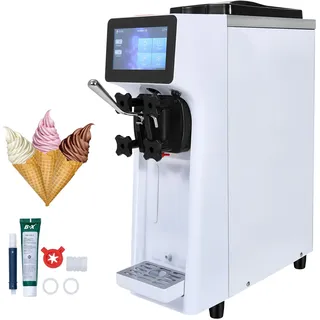 Vevor Kommerzielle Eismaschine, 10 L/h Leistung, Softeismaschine Einzelne Geschmacksrichtung, Arbeitsplatte, 4 L Trichter, 1,6 L Zylinder,