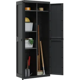 vidaXL Gartenschrank Schwarz 65x37x165 cm PP