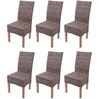 Mendler 6er-Set Esszimmerstuhl Korbstuhl Stuhl M44, Kubu-Rattan ~ ohne