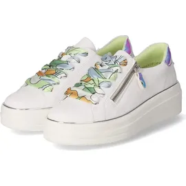 REMONTE Damen Sneaker D1C06, Frauen Halbschuhe,lose Einlage,Strassenschuhe,Sportschuhe,Freizeitschuhe,Turnschuhe,Weiss Kombi (80),39 EU - 39