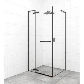Swiss Aqua Technologies Eckdusche mit Pendeltür rechts 90 x 90 cm Schwarz/Klarglas SATTGDN9090
