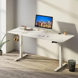Juskys Schreibtisch 140x60cm - Elektrisch stufenlos verstellbar Bürotisch Sitz- - Weiß