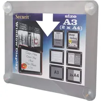 Securit PFW-A3-GY Fenster-Plakatrahmen, DIN A3, grau