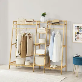 [en.casa] Garderobenständer Sogndal 139 x 158 x 40 cm Beige