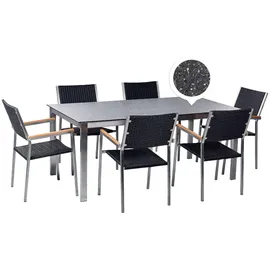 Beliani Gartenmöbel Set Keramik-Glas Granit Optik 180 cm)