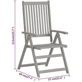 vidaXL Garten-Essgruppe 7-tlg. grau 47278