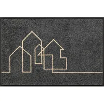 Wash+Dry FUßMATTE Linestreet, Grau, Textil, Häuschen, rechteckig, 40x60 cm Oeko-Tex® Standard 100, Teppiche , Böden, Fuß , Stufenmatten, Fußmatten