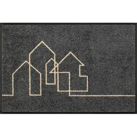 Wash+Dry FUßMATTE Linestreet, Grau, Textil, Häuschen, rechteckig, 40x60 cm Oeko-Tex® Standard 100, Teppiche , Böden, Fuß , Stufenmatten, Fußmatten