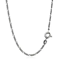 NKlaus Silberkette 45cm Halskette Figaro - Panzerkette 925 Sterling Silber diamantiert 1, Made in Germany silberfarben