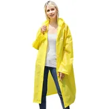 Regenponcho für Erwachsene, Großer Wasserdichter Regenmantel, Wiederverwendbare Regenponcho Jacke, Gelb Regencape mit Kapuze und Knopf, Eva Ponchos für Damen Herren Wandern Radfahren Camping - 16 Große Größen Tall