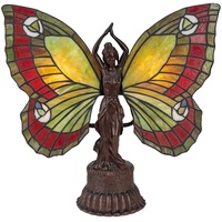 HAES DECO - Tiffany Tischlampe Butterfly 41x20x41 cm Rotes Glas Tiffany Schreibtischlampe Tiffany Lampen Buntglas
