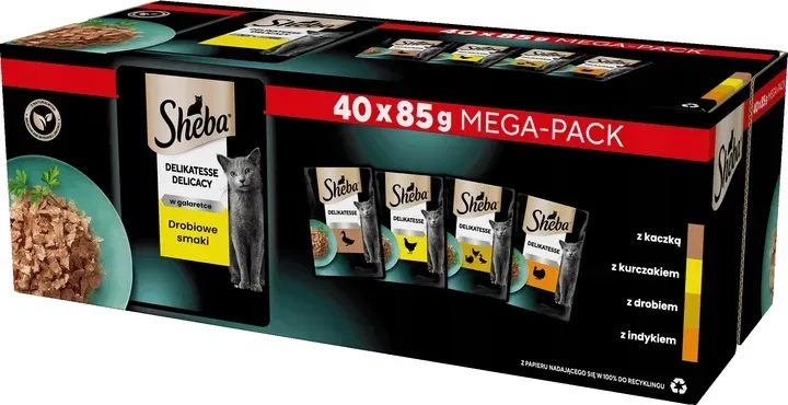 Sheba Delicacy Geflügel Gelee Geschmacksrichtungen - Katzennassfutter 40x85g (Rabatt für Stammkunden 3%)