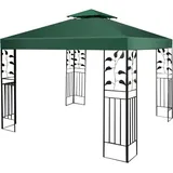 COSTWAY 3x3m Ersatzdach Doppeldach mit Ablaufloechern & Klettverschlüssen für Pavillon, Pavillondach Ersatzbezug, Pavillonabdeckung Dunkelgrün