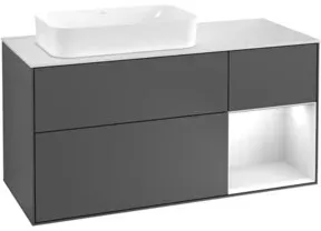 V&B Waschtischunterschrank Wandbeleuchtung Finion 120cm, Pl w m, Rg r g w Lac, si Gr m Lac