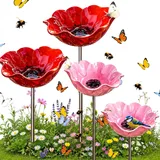TETGSET Blumen Gartenstecker VogelträNke, 2026 Neu Metall Blumen Gartenstecker, BienenträNke, Schmetterlinge Insekten Tränke für Den Garten, VogelträNke Futterschale Rasen & Balkon (4pcs *D)