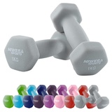 Miweba Sports Neopren Hantelset NKH100 | Profi Hantel - Hexagon Hanteln Set - Kurzhanteln - Kurzhantel Set - Gymnastikhanteln - Hantel Set - Dumbbell - 0,5-10 Kg (2X 1.0 kg, Grau)