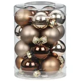 Holly & Jolly Weihnachtsbaumkugel, Weihnachtskugeln Glas 3cm Elegant Lounge, 20 Stück braun