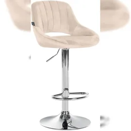 CLP Barhocker Milet 1er Samt gepolstert höhenverstellbar drehbar 40 x 40 x 100 cm Creme/Chrom