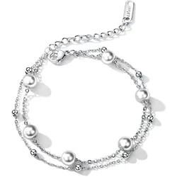 Perlenarmband FIRETTI "Schmuck Geschenk Armschmuck Armkette Perle", silber (edelstahlfarben, weiß), Armbänder, Damen, Edelstahl-Perlen, Edelstahl, Perlen, mit Perle (synth.)