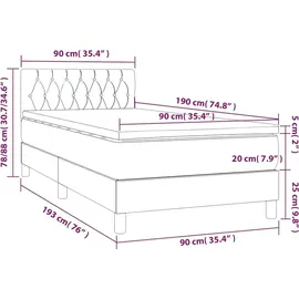 vidaXL Boxspringbett mit Matratze & LED Dunkelgrün 90x190 cm Samt