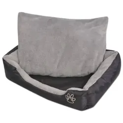 VidaXL Hundebett mit gepolstertem Kissen Schwarz/Grau 38 cm, 38 cm, 17 cm