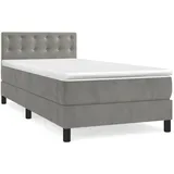 vidaXL Boxspringbett mit Matratze Hellgrau 100x200 cm Samt