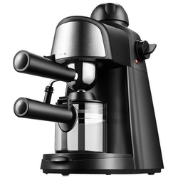 Mutoy Espressomaschine CM6810, kleine Kaffeemaschine mit Milchschäumer, für bis zu 4 Tassen Espresso, 800 W, 5 Bar schwarz