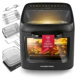 GOURMETmaxx Heißluftfritteuse Heißluftofen mit Panoramadach & Frontfenster, 1800 W, Airfryer,  12,5 l - 12 Programme schwarz
