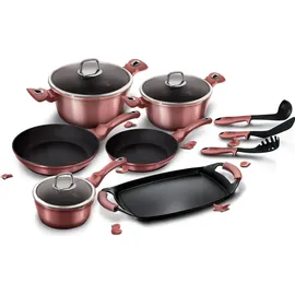 Berlinger Haus Irose Topf-Set 9-tlg. 3 x Kochtopf + 2 x Bratpfanne + 3 x Küchenutensilien + Grillplatte