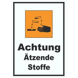 Schild Gefahrensymbol ätzend hochkant A0 (841x1189mm)