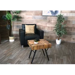 Mendler Beistelltisch HWC-L54, Kaffeetisch Nachttisch Loungetisch Couchtisch, Metall MDF 50x50x50cm ~ dunkle Wildeiche